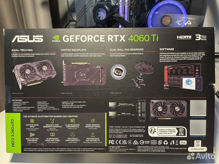 Новая RTX 4060 Ti Asus Dual OC Edition 8gb