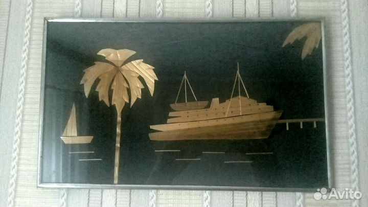 Панно из соломки (под стеклом)