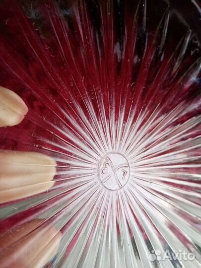 Поднос, блюдо стеклянное плоское советское