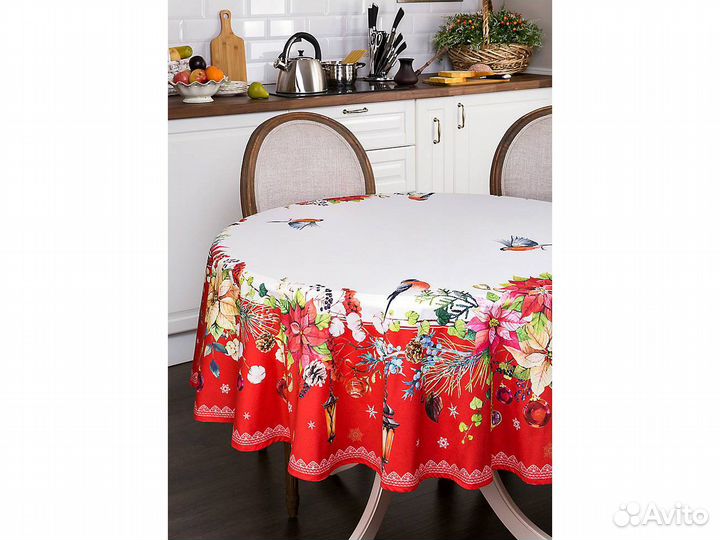 Новогодняя овальная скатерть santalino 150Х220