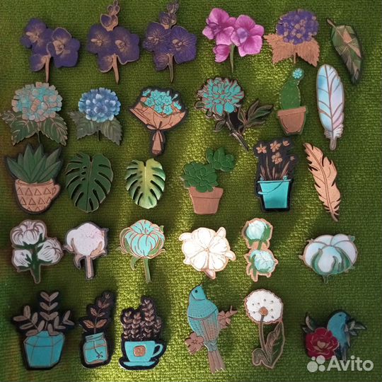 Брошь цветы ручная роспись