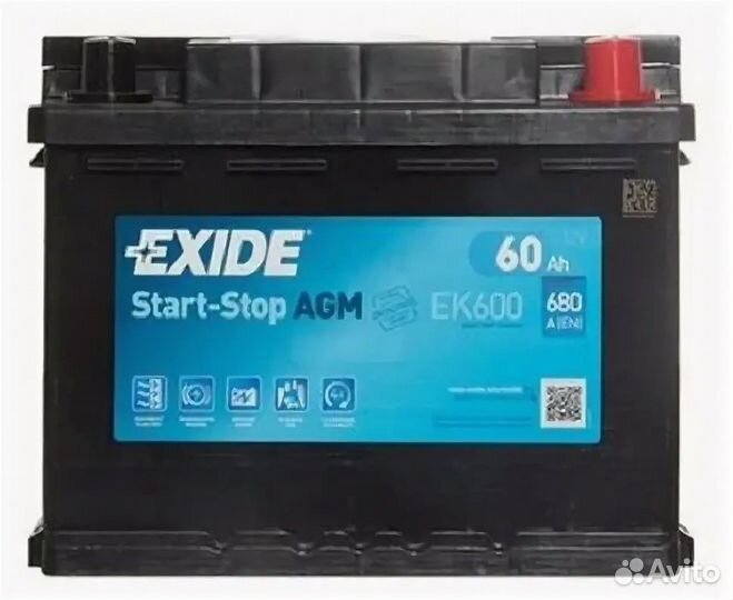 Аккумулятор exide 60 a/ч start-stop AGM