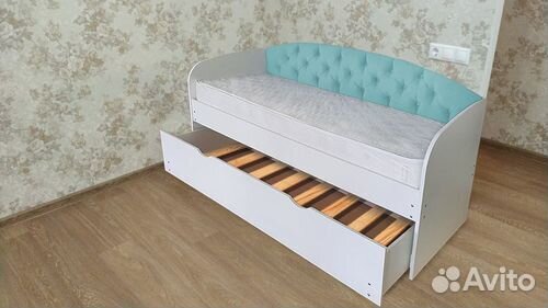 Кровать 2е спальное от 2х лет лдсп мягк спинка