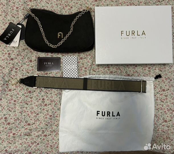 Сумка женская Furla натуральная замша, серая