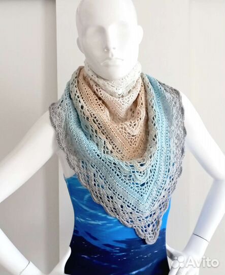 Летняя накидка платок бактус из хлопка