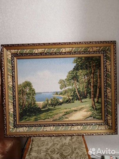 Картина Гобеленовая,Пейзаж с рекой. 70*90