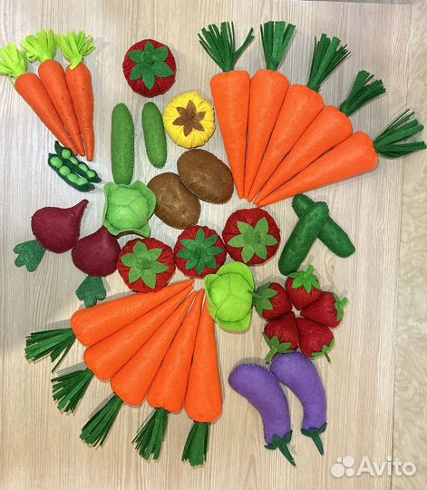 Еда из фетра, для кухни, огород из фетра, грядка