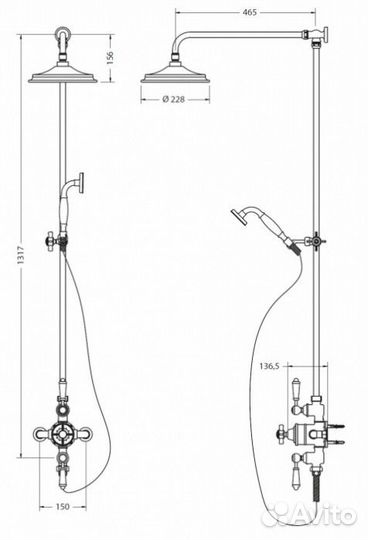 Душевая стойка Burlington Savoy PLW63+PLW64+PLW65