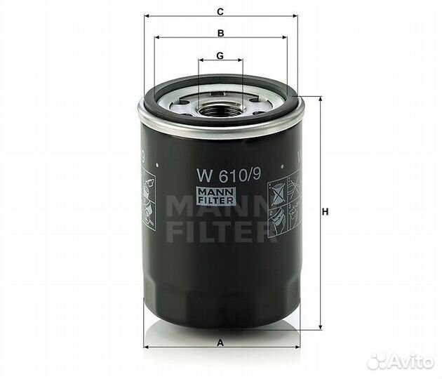 Фильтр масляный Mann filter w610/9