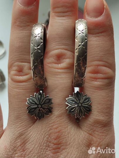 Серебряные серьги,кольца,925,875