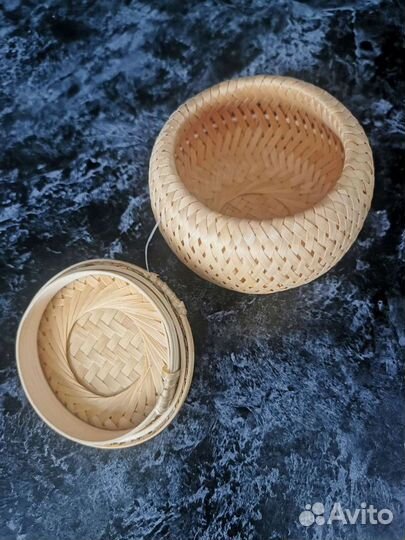 Бамбуковая плетёная корзинка шкатулка коробочка