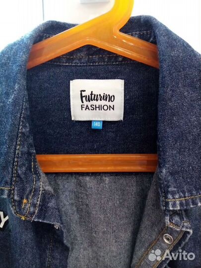 Джинсовая рубашка, рост 140