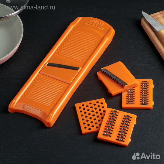 Овощерезка, с 5 насадками, цвет оранжевый, 32 см