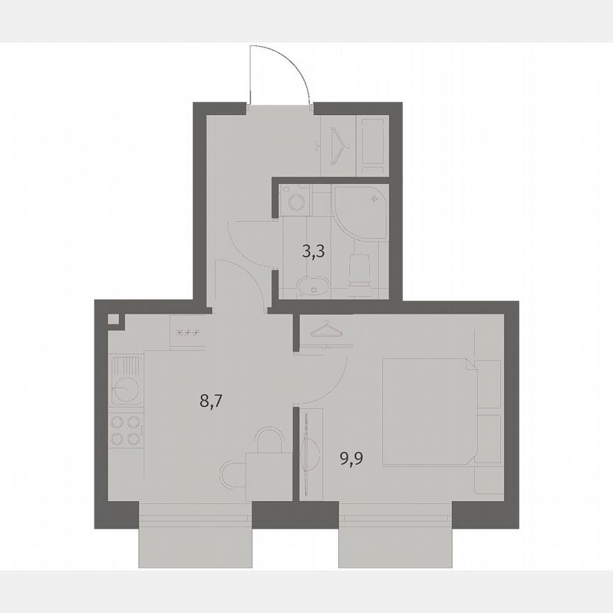 1-к. квартира, 26,6 м², 5/8 эт.