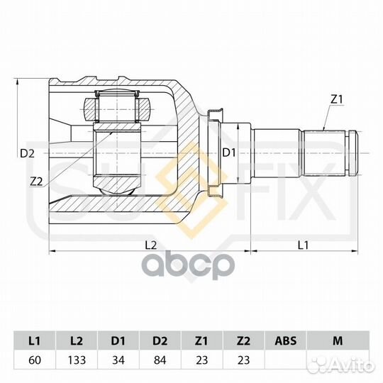 ШРУС внутренний перед лев ST1121 sufix