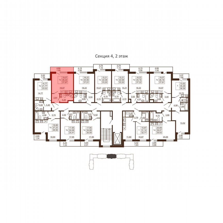 Квартира-студия, 27,7 м², 4/6 эт.