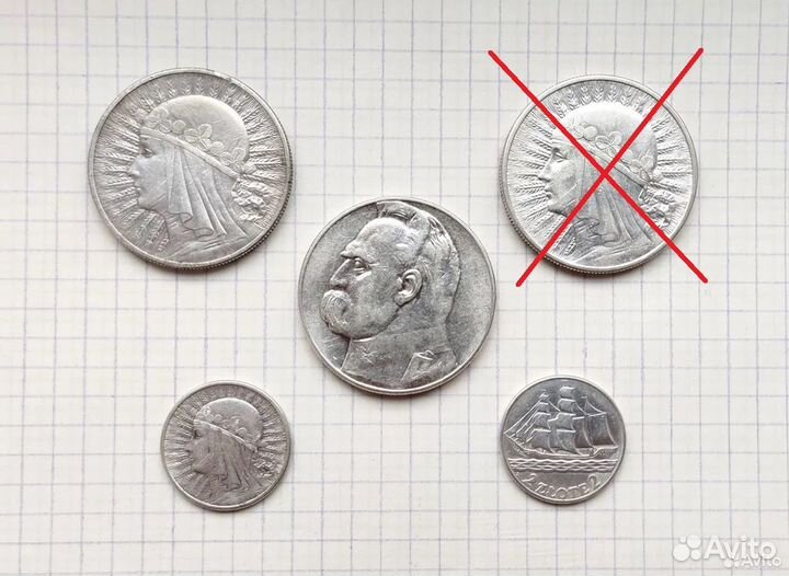 Польские монеты 1932 - 1935 г., серебро