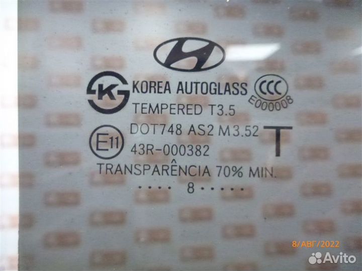 Стекло двери заднее правое Hyundai Santa Fe CM