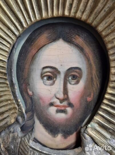 Старинные иконы. Спас в окладе