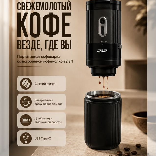 Портативная кофеварка 2 в 1 опт/розница