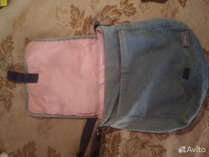 Весёлая джинсовая сумка для девочки длинный ремень