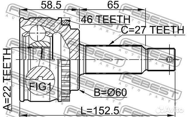 Febest 2210-CDA46 ШРУС KIA ceed -06 нар