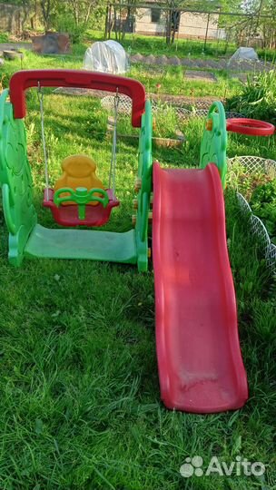 Детский игровой комплекс горка - качель-кольцо