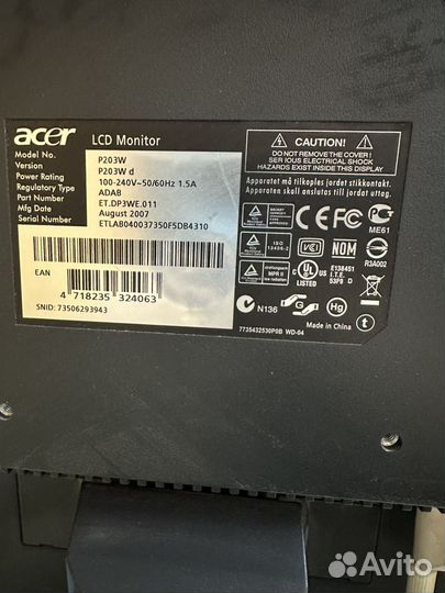 Монитор acer 15.4