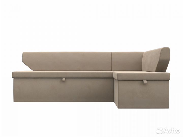 Диван кухонный угловой Омура правый угол, велюр, бежевый