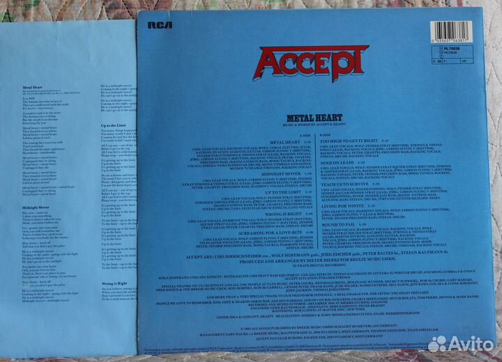Accept Metal heart виниловая пластинка