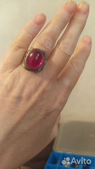 Серебряное кольцо с камнем СССР