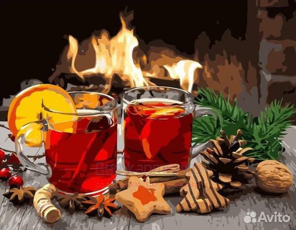 Картина по номерам 40x50 Чай с корицей и апельсино