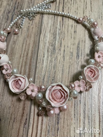 Колье серьги браслет кольцо полимерная глина бисер