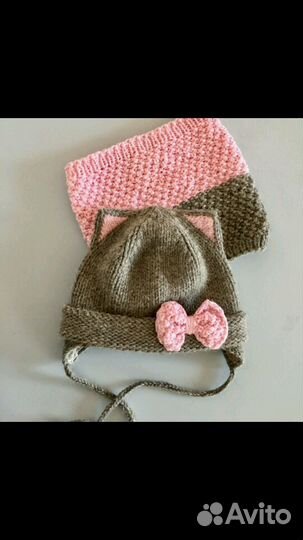 Шапка и снуд 44-46 почти новая