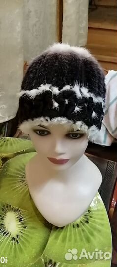 Шапка норковая женская вязаная