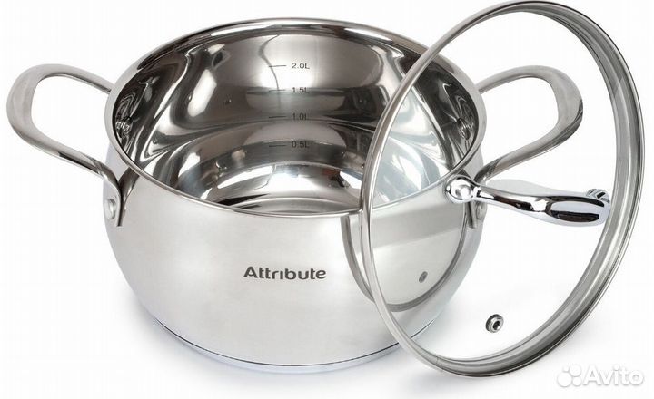 Кастрюля с крышкой iconic 6.7л, attribute steel