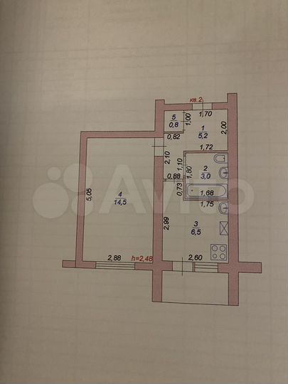 1-к. квартира, 33 м², 1/5 эт.