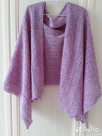 Палантин шарф шаль вязаный шерстяной ручная работа