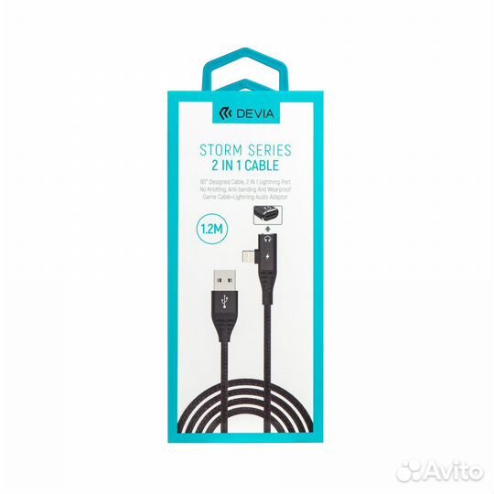 Кабель Devia Storm Zinc Alloy 2 in 1 - Black (1.2M