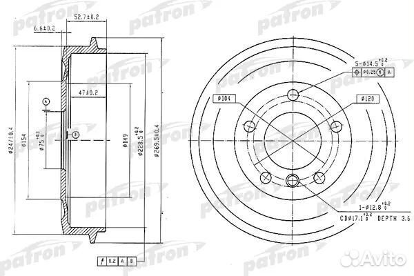 Patron PDR1035 Тормозной барабан