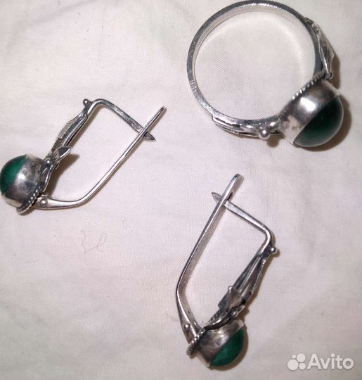 Изумительные серебряные серьги/кольцо 875 СССР Вин