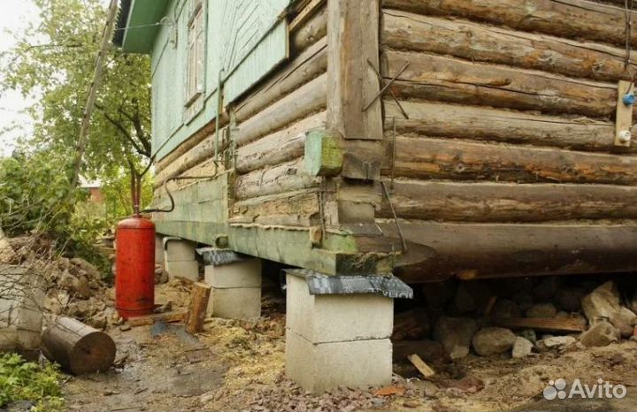 Замена венцов, лаг, подъем дома Ремонт пола