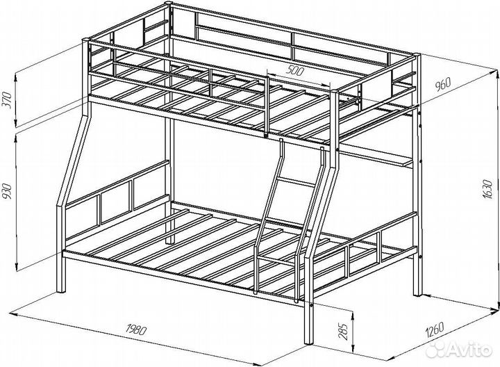 Металлическая двухъярусная кровать детская