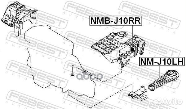 NMB-J10RR febest подушка коробки скоростей (гид