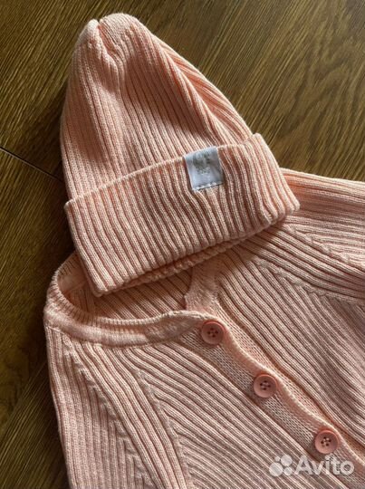 Комбинезон вязаный персиковая пудра 0-6 месяцев