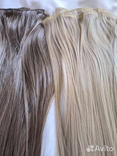 Волосы на заколках блонд,русые