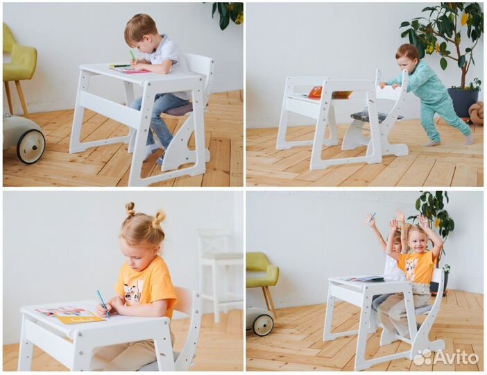 Растущий стол и стул детский