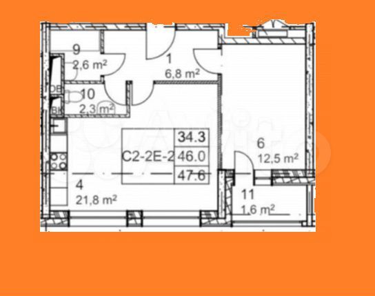 2-к. квартира, 47,6 м², 21/25 эт.