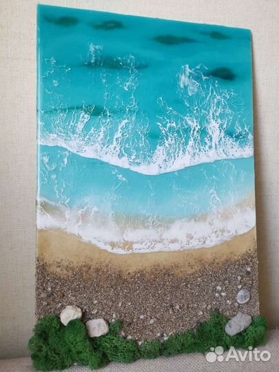 Картина море пляж из эпоксидной смолы