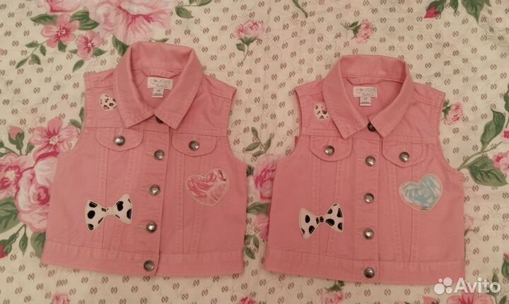 Жилетки джинсовые, для двойни 92